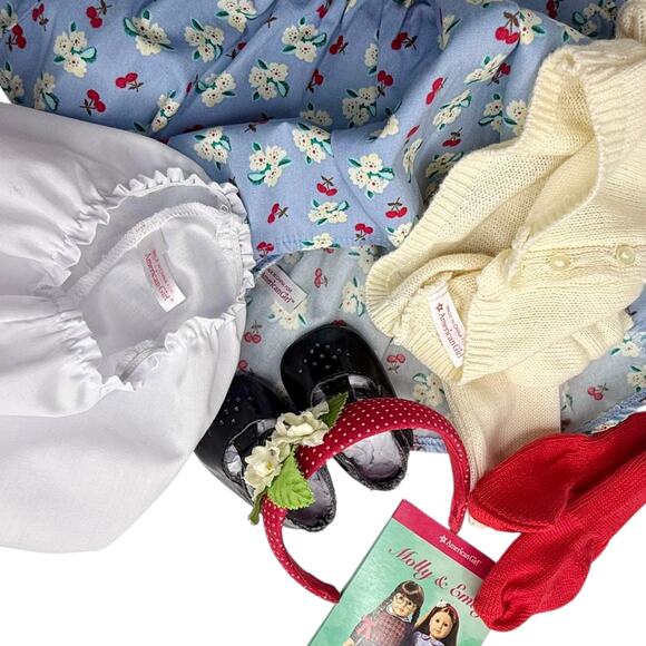 American Girl Emily Meet Outfit Doll Dress Headband Shoes Socks Bloomers Cards - Picture 4 of 6